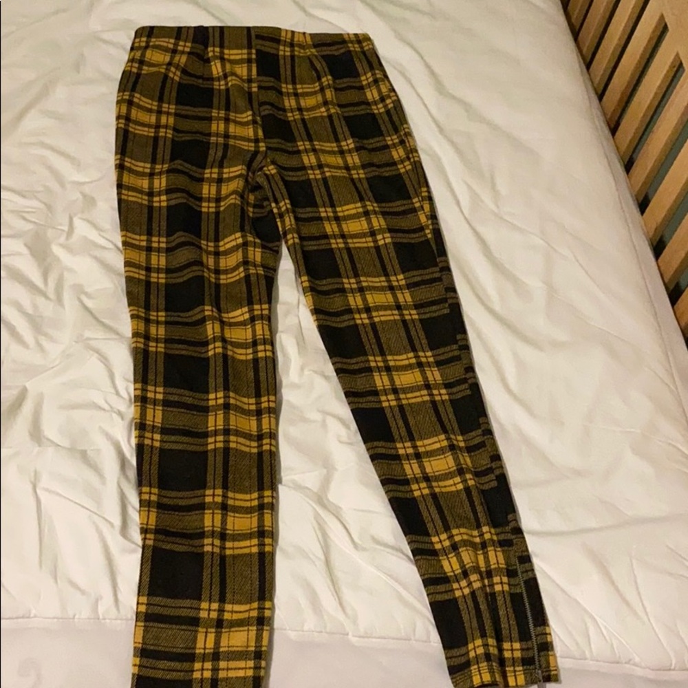 Yellow plaid leggings